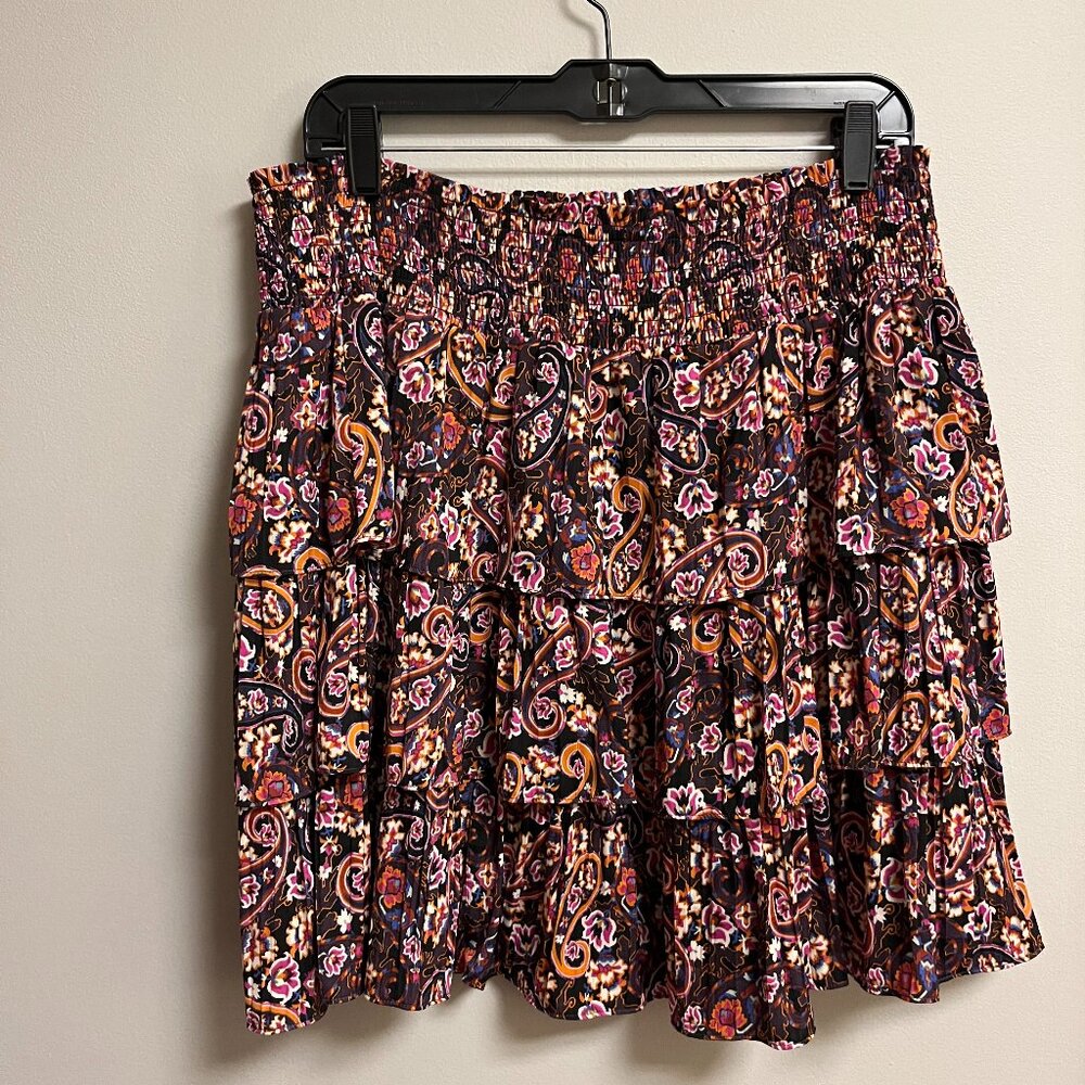 Anthropologie Skirt Anthro tiered skirt XL Pink Black